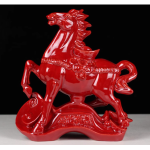 陶瓷紅馬擺件